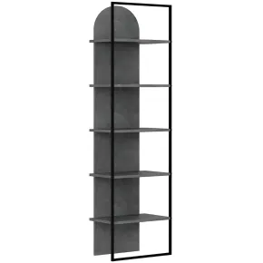Libreria 5 Ripiani Moderna da Ingresso Soggiorno Grigio Struttura Metallo