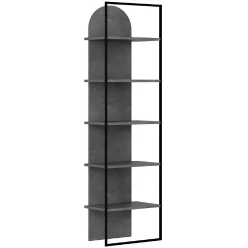 Libreria 5 Ripiani Moderna da Ingresso Soggiorno Grigio Struttura Metallo