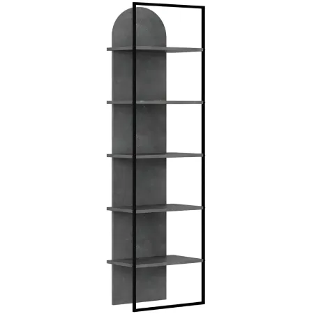 Libreria 5 Ripiani Moderna da Ingresso Soggiorno Grigio Struttura Metallo