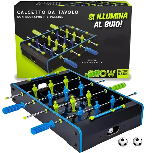 Biliardino da Tavolo con Palline Fluo Mini Calcetto Calciobalilla