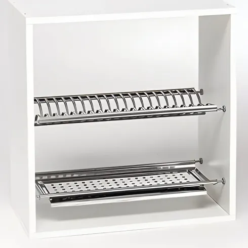 Scolapiatti per Cucina a Incasso con Vassoio Salvagocce per Piatti 86 cm