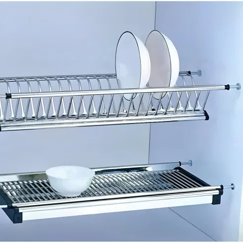 Scolapiatti in Acciaio 56 cm Organizzatore Piatti per Pensile Regolabile