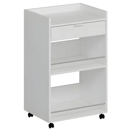 Carrello per Cucina Mobile Multiuso Ruote Bianco 1 Cassetto 2 Ripiani