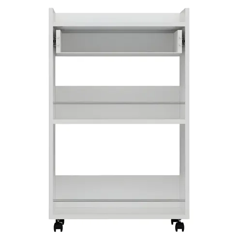 Carrello per Cucina Mobile Multiuso Ruote Bianco 1 Cassetto 2 Ripiani