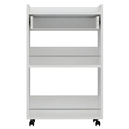 Carrello per Cucina Mobile Multiuso Ruote Bianco 1 Cassetto 2 Ripiani