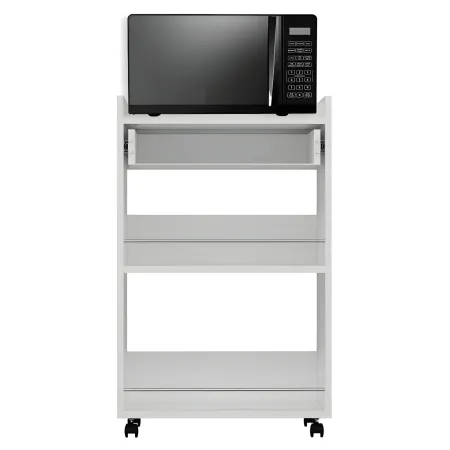 Carrello per Cucina Mobile Multiuso Ruote Bianco 1 Cassetto 2 Ripiani