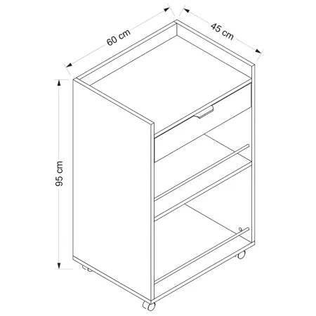 Carrello per Cucina Mobile Multiuso Ruote Bianco 1 Cassetto 2 Ripiani