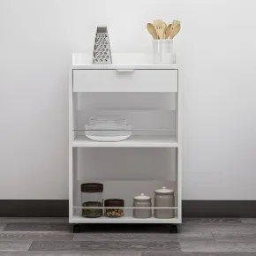 Carrello per Cucina Mobile Multiuso Ruote Bianco 1 Cassetto 2 Ripiani 2