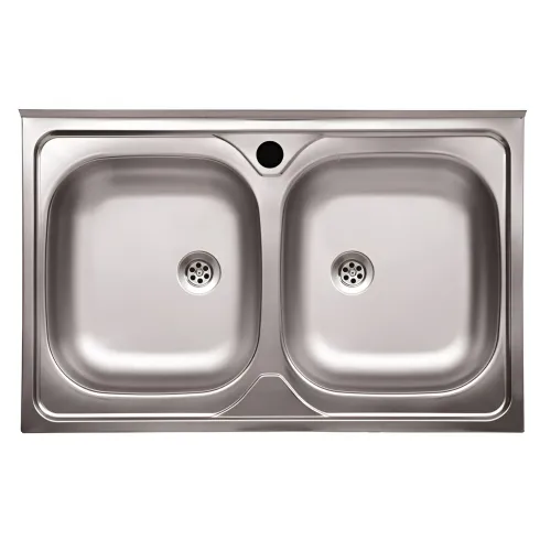 Lavello da Appoggio 80x50 cm 2 Vasche in Acciaio Inox per Cucina