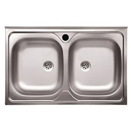 Lavello da Appoggio 80x50 cm 2 Vasche in Acciaio Inox per Cucina