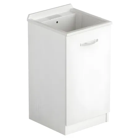 Mobile Lavatoio con Anta in Legno Bianco Frassinato per Lavanderia
