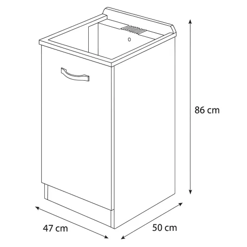 Mobile Lavatoio con Anta in Legno Bianco Frassinato per Lavanderia