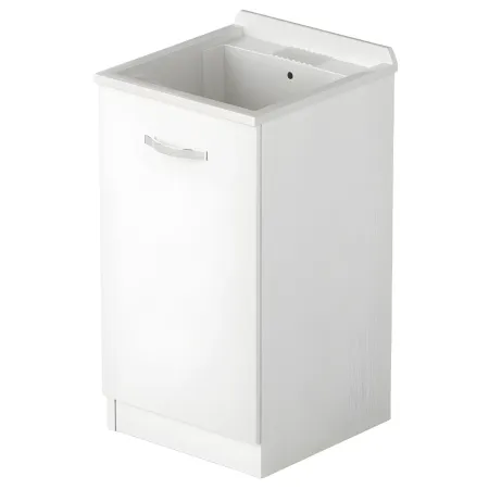 Mobile Lavatoio con Anta in Legno Bianco Frassinato per Lavanderia