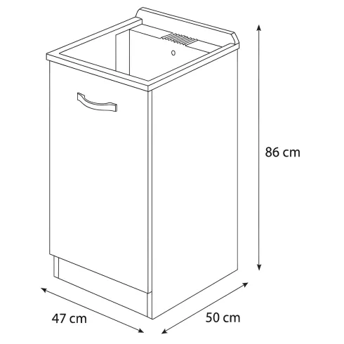 Mobile Lavatoio con Anta in Legno Argilla per Lavanderia Vasca Resina
