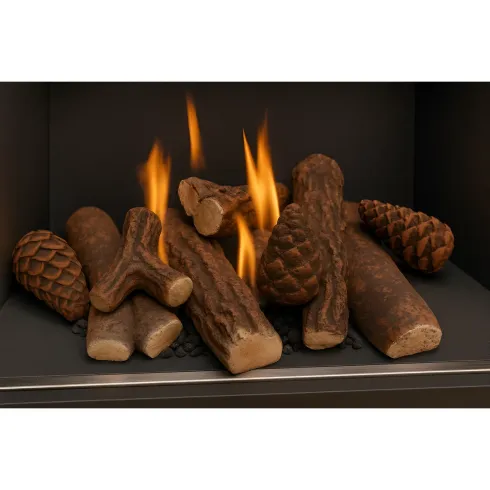 Legna Ceramica per Biocamino 9 Tronchi Decorativi Effetto Realistico