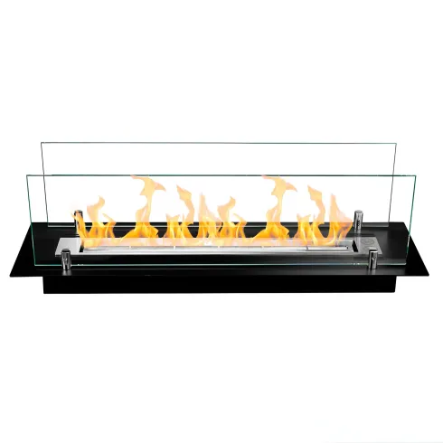 Bruciatore a Bioetanolo con Vetri da Incasso 65 cm 0,7L Acciaio Inox