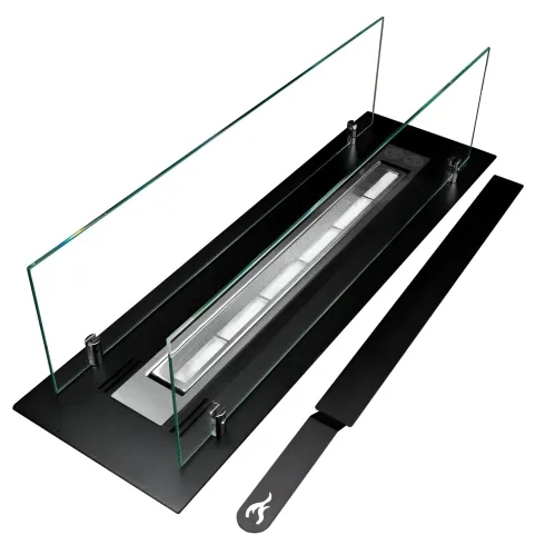 Bruciatore a Bioetanolo con Vetri da Incasso 65 cm 0,7L Acciaio Inox