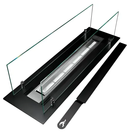 Bruciatore a Bioetanolo con Vetri da Incasso 65 cm 0,7L Acciaio Inox