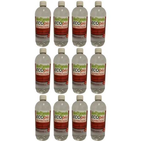 12 Bottiglie 1L Bioetanolo Liquido per Camini Stufe Ecologico Inodore