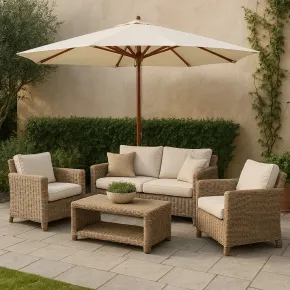 Ombrellone Quadrato 3x3 Ecru Palo Centrale in Legno da Giardino Professionale | BricoShop24 2