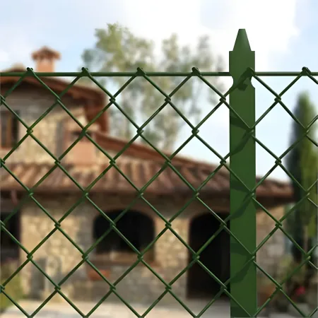 10 Paletti 225x3,5 cm in Ferro Plastificato Verde per Recinzione