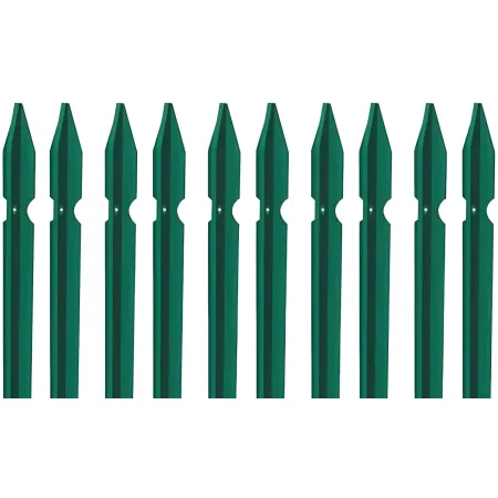 10 Paletti 225x3,5 cm in Ferro Plastificato Verde per Recinzione