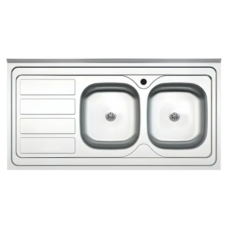 Lavello 2 Vasche con Gocciolatoio Sinistro Inox da Appoggio 120x60 cm