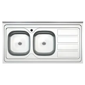 Lavello 2 Vasche con Gocciolatoio Destro Inox da Appoggio 120x60 cm