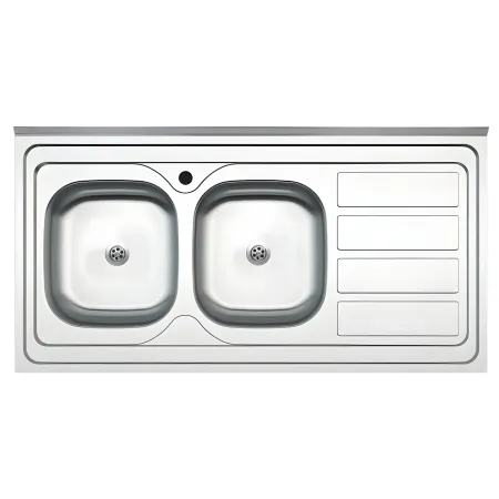 Lavello 2 Vasche con Gocciolatoio Destro Inox da Appoggio 120x60 cm