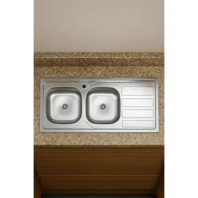 Lavello 2 Vasche con Gocciolatoio Destro Inox da Appoggio 120x60 cm 2