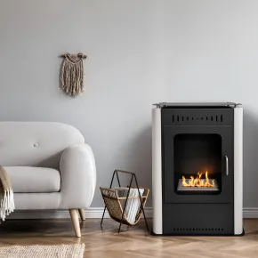 Stufa a Bioetanolo 1,2L da Pavimento 3,4 kW in Acciaio Inox Bianco 2