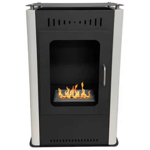 Stufa a Bioetanolo 1,2L da Pavimento 3,4 kW in Acciaio Inox Bianco