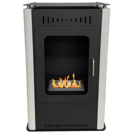 Stufa a Bioetanolo 1,2L da Pavimento 3,4 kW in Acciaio Inox Bianco