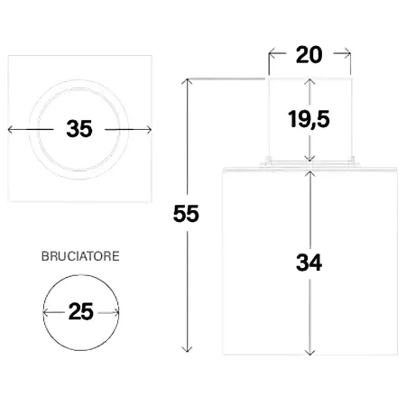 Camino a Bioetanolo 1,5L Corda Beige Cilindro Ø35 da Pavimento Moderno
