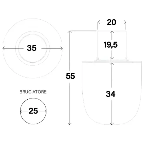 Camino Bioetanolo da Giardino 1,5L Corda Beige da Pavimento 35x55 cm