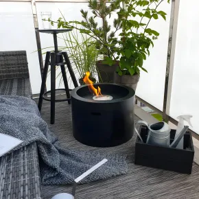 Camino Bioetanolo Tondo Nero da Terra Ø47,5 cm Acciaio per Esterni 2