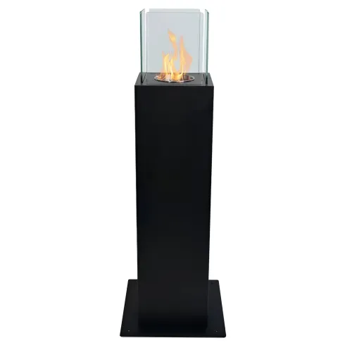Camino a Bioetanolo a Colonna 70cm Nero 3kW da Giardino Moderno