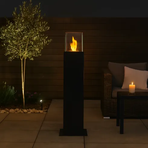 Camino a Bioetanolo a Colonna 70cm Nero 3kW da Giardino Moderno