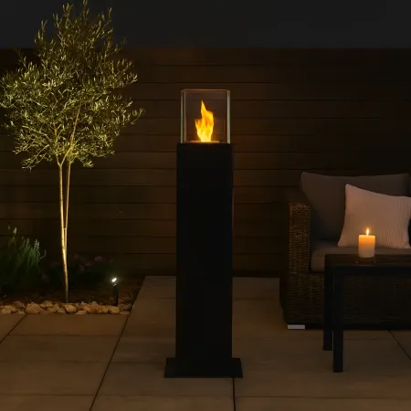 Camino a Bioetanolo a Colonna 70cm Nero 3kW da Giardino Moderno