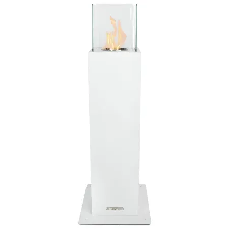 Camino a Bioetanolo a Colonna 70cm Bianco 3kW da Giardino Moderno