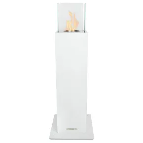 Camino a Bioetanolo a Colonna 110cm Bianco 3kW da Giardino Moderno