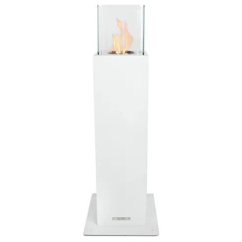 Camino a Bioetanolo a Colonna 110cm Bianco 3kW da Giardino Moderno