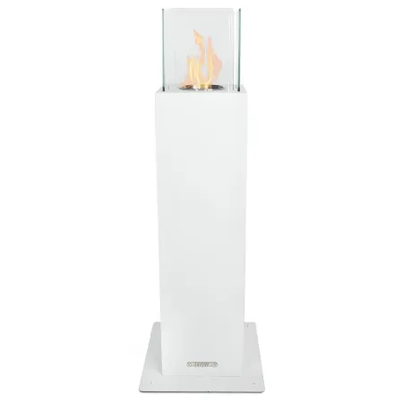 Camino a Bioetanolo a Colonna 110cm Bianco 3kW da Giardino Moderno