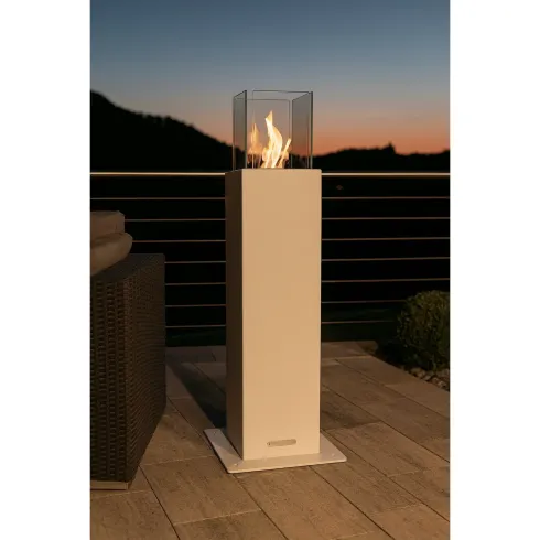 Camino a Bioetanolo a Colonna 110cm Bianco 3kW da Giardino Moderno