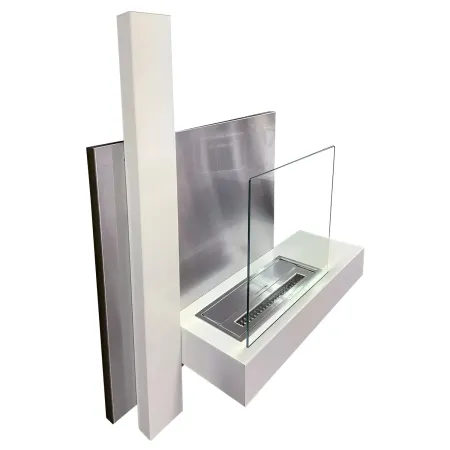 Camino a Bioetanolo 1,5L da Parete Ecologico Bianco Moderno 3,5 KW