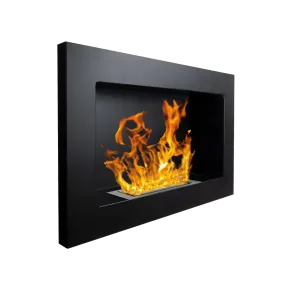 Camino a Bioetanolo da Incasso 2kW Nero in Acciaio Inox 65x12x40 cm