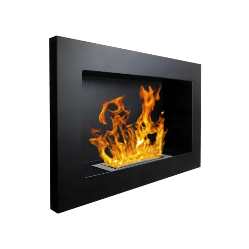 Camino a Bioetanolo da Incasso 2kW Nero in Acciaio Inox 65x12x40 cm