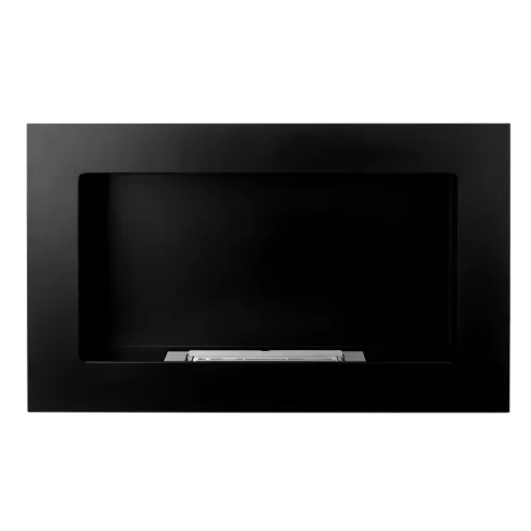 Camino a Bioetanolo da Incasso 2kW Nero in Acciaio Inox 65x12x40 cm