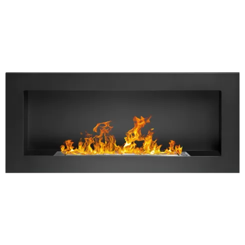 Camino a Bioetanolo da Incasso 2,5kW Nero in Acciaio Inox 90x12x40 cm