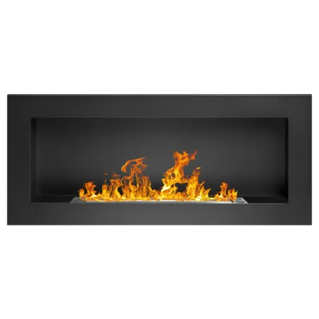 Camino a Bioetanolo da Incasso 2,5kW Nero in Acciaio Inox 90x12x40 cm